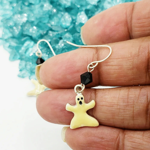 Halloween Earrings | Boo | Pierced Ghosts - Picture 2 of 3
